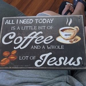 sign metal coffee 12x8 color black-white-brown new